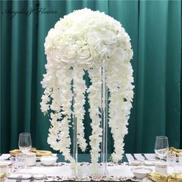 35/45/50CM Artificial Flower Table Centrepiece Wedding Decor Road Lead Bouquet DIY Wisteria Vine Flores Ball Silk Party Event 220406