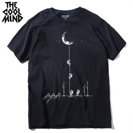 COOLMIND 100% cotton casual short sleeve space print men T shirt oneck cool street style men tshirt male men tee shirts tops 220527