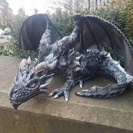 Garden Big Squatting Dragon Sculpture Guardian Statue Sculpture Outdoor Decoration 220721