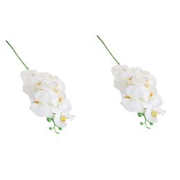 white orchid weddings UK - Decorative Flowers & Wreaths 2Pcs 93cm Long Stem Orchid Phaleanopsis Flower Wedding Floral Bonquet Home Table Decor White