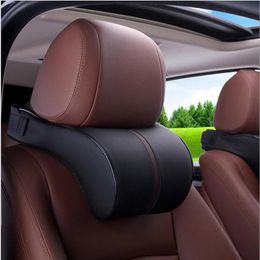 Seat Cushions Car Headrest Neck Cushion Safety Leather Memory Foam Styling AccessoriesSeat