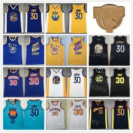 NBA_ jersey Men The Finals Patch Basketball Stephen Curry Jersey 30 Retro  Team Black Navy Blue White Yellow Color Away Breathable Pure''nba''jerseys  