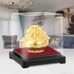 Gold Leaf Treasure Bowl Chinese Fengshui Wealth Jubaopen Treasure Bowl Statue lucky fortune Gold Foil Crafts Home office decor 201201