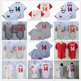 Movie Mitchell and Ness Baseball Vintage 14 Pete Rose Jersey Ed Breathable Sport Sale High Quality Retro Man Grey 1969 Red White
