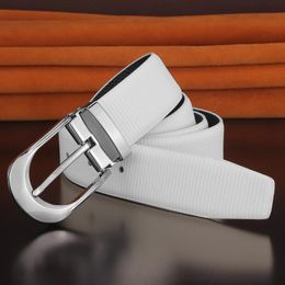 Belts White Belt Men's Fashion Trend Wild Pin Buckle Leather Texture Cowhide Student British Casual Simple Luxury Design Golf BeltBelts