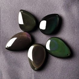 -Collar colgantes collar de obsidiana arcoiris diseño de caída de agua material de cristal natural joyería de bricolaje