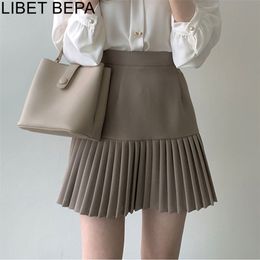 Spring Summer Women Skirts High Waist Elegant Package Hip Pleated Fashionable Office Lady Wild Sweet Mini SK6172 220317