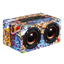 M5 Graffiti Wooden Wireless Speaker Mobile Desktop Home Audio Street Dance on Sale