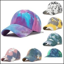 Caps Hats Accessories Baby Kids Maternity Tie Dye Baseball Cap Unisex Cotton Adjustable Visor Ponytail Summer Outdoors Fashi Dhjim