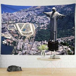 Tapestry Custom Made In Brazil City Night View Carpet Wall Hanging Natural Moun