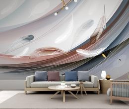 3D Wallpaper Mural feather Living Room Bedroom wandstickers Background home improvement A painting for the wall murals wallpapers Nordic