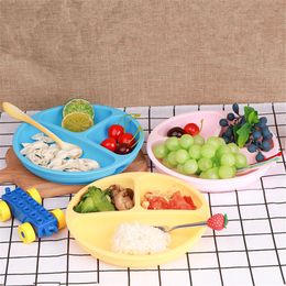 20cm Silicone Plate Baby Bowl Spoon Fork Set Sucker Dining Silica Gel Kids BPA-free Dishwasher Microwave Safe