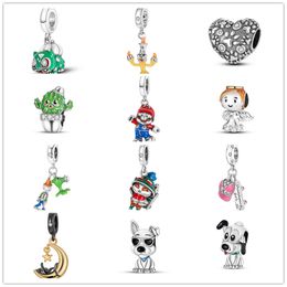 HOT s925 Sterling Silver Loose Beads Angel Moon Dog Charm for Original Pandora Bracelet Charms Bracelet Women DIY Classic Jewelry Accessories Mom Gift