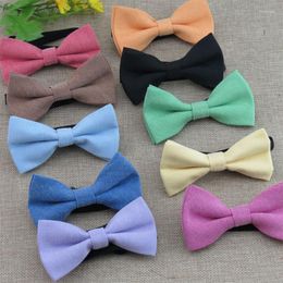 Bow Ties Solid Color Children's Tie Classic Kid Boys Girls Baby Fashion Accessories Candy Bowtie Cotton Linen Fred22