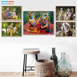 Radha Krishna Custom Canvas Art Home Decoration Cloth Wall Poster Print Silk Fabric 30X45cm40X60cm 220614