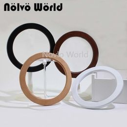 21020 pieces14cm 4 colors natural wood tabular edge round handlewhite knit bags circle ring wooden rounden handles 210302