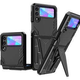 Rugged Heavy Duty Dual Layers Hybrid Cases Military Protective Hard Shell with Built Magnetic Kickstand Shockproof For Samsung Z Flip Fold 3 5G Flip3 Fold3