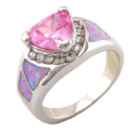 opal Jewellery with cz stone;fashion rings pink opal OR026A-3