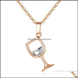 Pendant Necklaces Pendants Jewellery Wholesale Gorgeous Platinum Plated Zircon Wine Cup Necklace Women Shining Exquisite Shape Drop Delivery