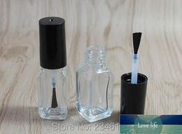 3ML Nail Oil Glass Bottle, Transparent Glass With Black Brush Nail Oil Bottle, Square Bottom Plastic Black Screw Cap, 30pcs/lot