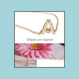 Pendant Necklaces Pendants Jewellery Fashion Letter Name Initial Chain Necklace A-Z Gold Plate 5926 Drop Delivery 2021 0Snwf