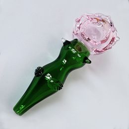 Neue Rose Style Glass Handrohr Tabakrohre Rauchen Brenner Erstaunliches Design DAB Rig für trockenes Kraut im Angebot