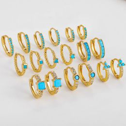 Hoop & Huggie Exquisite CZ Zircon With Earrings For Women Fashion Geometric Circle Gold Plated Ear Piercing Huggies 2022 TrendHoop