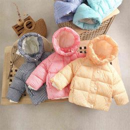 1-6 Year Winter Boy Plaid Sweater Hoodie Padded Jacket Fashion Plus Thick Cotton Girl Jacket Children Casual Warm Outerwear J220718