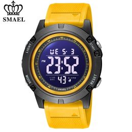 SMAEL Mens Watches Luxury Brand Military Digital Sport Clock Fashion Waterproof LED Light Wrist Watch For Men 1902 Stopwatches 220517