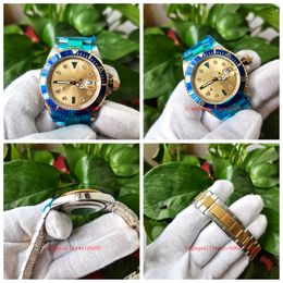 High Quality Vintage Mens Yellow Dial 16613 LB 40mm Watch Men's Gold Auto Date Luxury Men Dive Sapphire Automatic Mechanical Watches