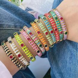 Bangle High Quality Arrival Fashion Colourful Enamel Crystal Cz Cuffs Bracelets For WomenBangle Lars22