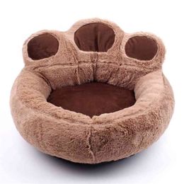 New Bear Paw DKennel Cat Dog Pet Beds PP Cotton Teddy Bed House Dog Basket For Small Medium Dog Soft Warm Beds House 210401