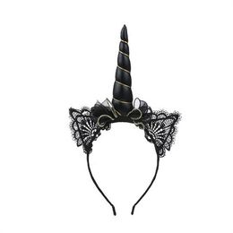 Halloween Unicorn Headband Cat Ears Three Layer Bow Birthday Party Hair Accessories GC1511