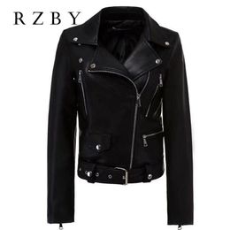 RZBY Women Genuine leather jacket for women Real sheep leather jacket Motorcycle jackets Biker jackets and coat 201030