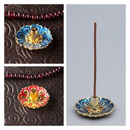 Fragrance Lamps Pcs 9-Hole Copper Incense Holder Mini Lotus Flower Sticks Burner Cones Censer Teahouse Home Decoration AccessoriesFragrance