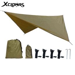 Rhombus Waterproof Tarp Tent Shade Outdoor Camping Hammock Rain Fly UV Garden Awning Canopy Sunshade Ultralight 360x290cm H220419