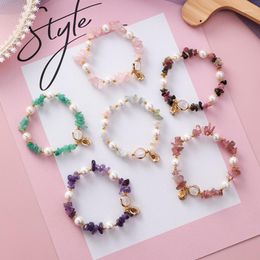 Beaded Strands XiaoboACC Bracelet For Women Korean Fashion Irregular Shell Pearl Crystal Wrist Wholesale Fawn22