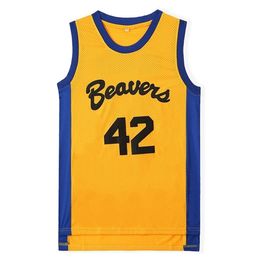 Nikivip Men's Teen Wolf #42 Scott Howard Moive Beacon Beavers Basketball Jersey Yellow American Film version state cheap Top quality Stitched s