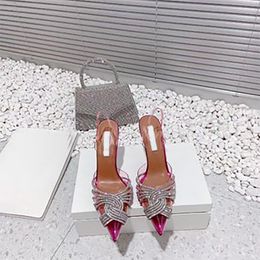 Designer Fashion Sandali in PVC impreziositi da strass in cristallo Sandali in PVC con tacco alto da 100 mm Abito da donna di lusso con cinturino alla caviglia 361