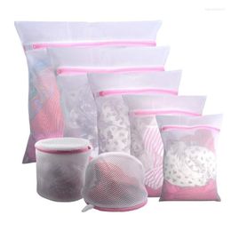 7Pcs Laundry Bags Clothes Bra Underwear Reusable Mesh Net Washing Zipper Pouch Muti-Sizes Dropship