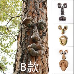 Funny old man tree hug garden voyeur yard art outdoor funny face sculpture whimsical decoration 220728