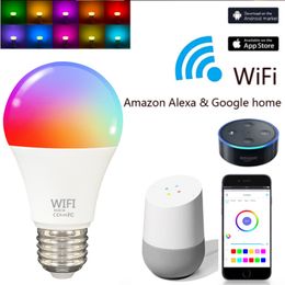 7W Led Smart Bulb E27, RGB Alexa Connected Bulb with wifi Alexa/Google Home/Siri, No Hub Required for 2 pack