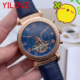 Top Luxury Three Pin Design Men Watch Business Simple Automatic Mechanical Digital Clock European Round Dial Leather Strap Men's Quality Wristwatch