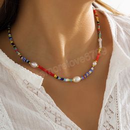 Boho Small Seed Beads Short Choker Necklace for Women Trendy Rainbow Beaded Chains Necklaces on Neck 2022 Fashion Jewellery Collar