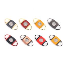 factory supply Multicolor Zinc Alloy Cigar Cutter Simple Stainless Steel Double Edge Printable LOGO
