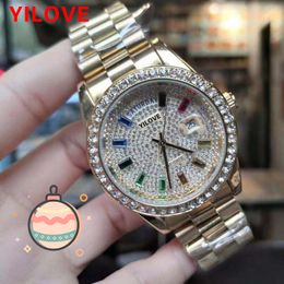 Handmade Full Diamond Men's Quartz Movement Watch 40mm Stainless Steel Sapphire Clock Young Ladies Business Monte Luxury Wristwatch