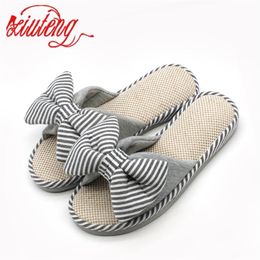 Xiuteng Candy Colour Warm Home Slippers Women Bedroom Winter Slippers Cartoon Bowtie Indoor Slippers Cotton Floor Home Flax Shoes 201023