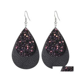 Dangle Chandelier 13 Colors Classic Sequin Glitter Pu Leather Earrings For Women Personalized Star Teardrop Jewelry Statement Whol Dh5Ob