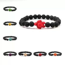 New Grade Lava Stone Turquoise Turtle Bracelet Bangles Natural Stone Energy Yoga Beaded Bracelet