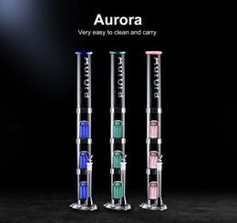 2023 New Fashion Glass bong Aurora wholesale glass hookah subsection disassembly and assembly LED light pipe smoking set